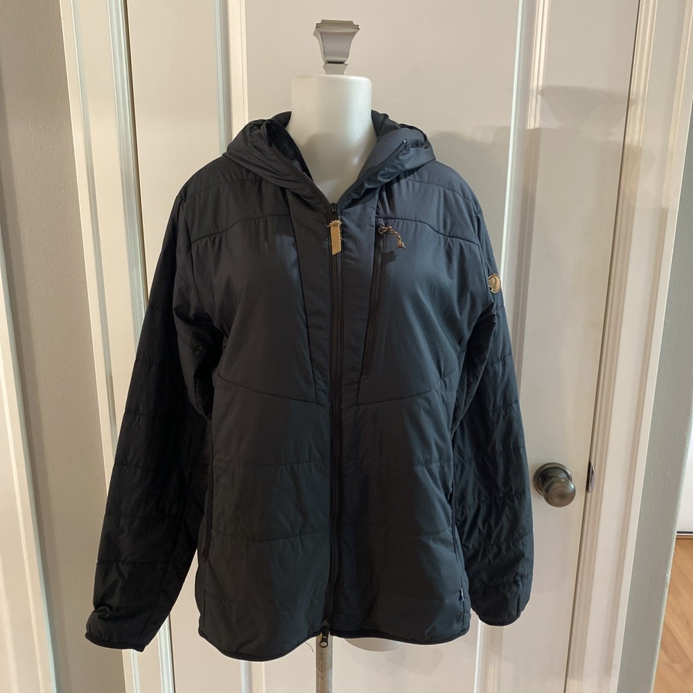 FJALLRAVEN Women's KEB PADDED HOODIE Black Insulated Jacket Size XL